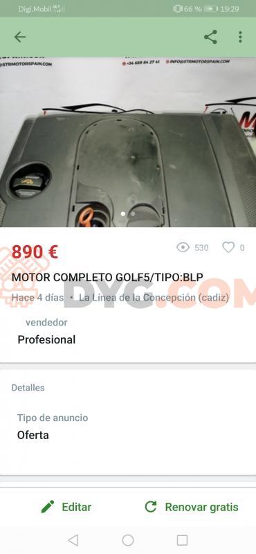 Motor BLP Volkswagen Golf V 1.6 FSI (115 cv)